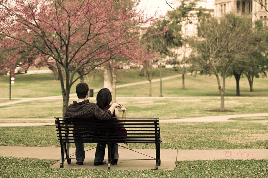 couple on park bench